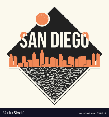  					San diego graphic t-shirt design tee print vector image														