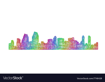 San Diego skyline silhouette - multicolor line art vector image