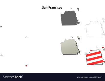 San Francisco City and County California outline vector image San Francisco City and County California outline vector image