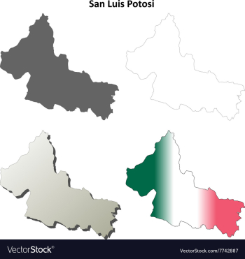 San Luis Potosi outline map set vector image San Luis Potosi outline map set vector image