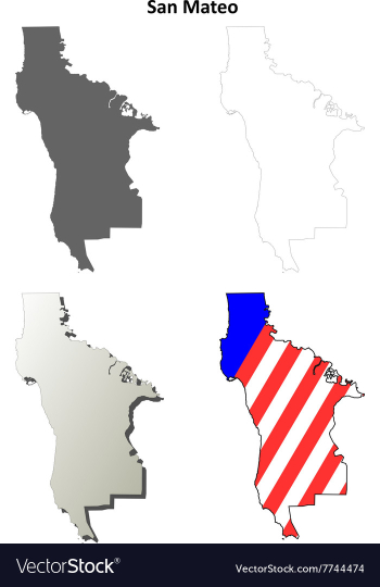San Mateo County California outline map set vector image San Mateo County California outline map set vector image