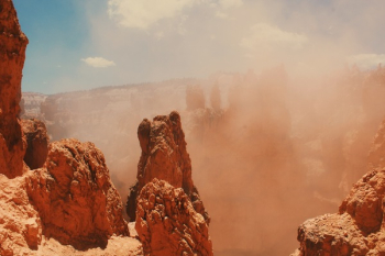 Sand Storm And Rock Formation Sand Storm And Rock Formation