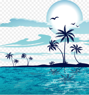 Sandy Beach - Vector cartoon sea sunset Sandy Beach - Vector cartoon sea sunset