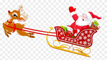 Santa And Reindeer With Sled Png Clipart - Santa Claus With His Sleigh Santa And Reindeer With Sled Png Clipart - Santa Claus With His Sleigh