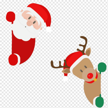 Santa Claus and Reindeer illustration, Santa Claus's reindeer Christmas Santa Claus's reindeer, Cartoon Christmas Santa and deer, cartoon Character, mammal, festive Elements png