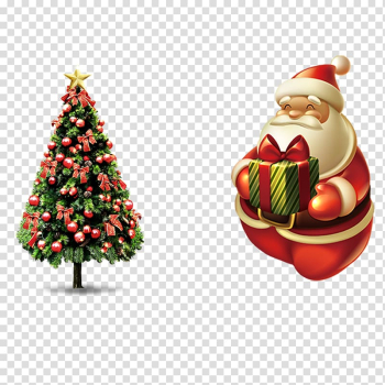 Santa Claus Christmas decoration Christmas tree Christmas card, Santa Claus and Christmas tree transparent background PNG clipart