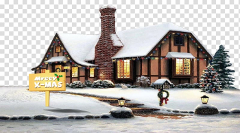 Santa Claus Christmas Eve Christmas music , Signpost snow in front of the house transparent background PNG clipart