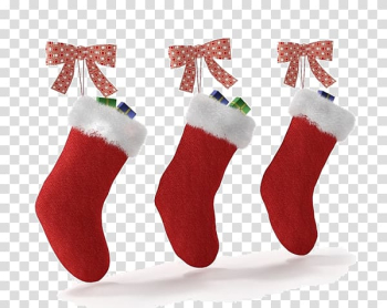 Santa Claus Christmas ing Gift Sock, Cartoon red Christmas socks bow transparent background PNG clipart