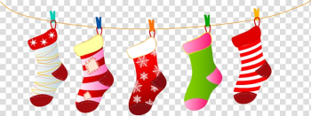 Santa Claus Christmas ing Sock Christmas decoration, colored socks drying transparent background PNG clipart
