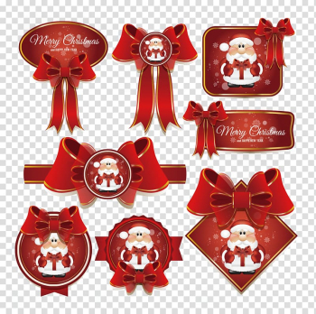 Santa Claus Christmas Label, Christmas bow tag transparent background PNG clipart Santa Claus Christmas Label, Christmas bow tag transparent background PNG clipart