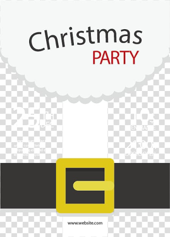 Santa Claus Christmas Party Belt, Black Belt Invitation Card transparent background PNG clipart
