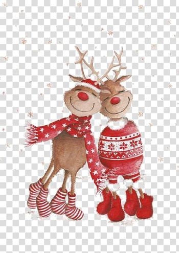 Santa Claus Elk Reindeer Christmas, Christmas elk transparent background PNG clipart