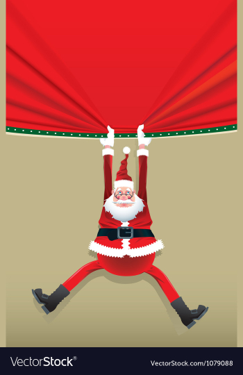 Santa Claus hanging from a poster vector image Santa Claus hanging from a poster vector image