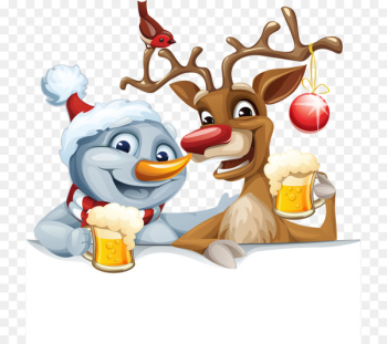 Santa Claus's reindeer Santa Claus's reindeer Christmas Clip art - Elk and snowman 