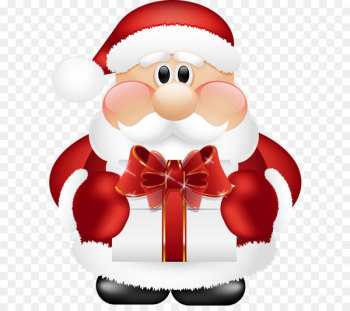 Santa Claus Santa suit Christmas - Cute Santa Claus with Gift PNG Clipart 