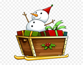 Santa Claus Sled Reindeer Illustration - Transparent Christmas Deco Snowman PNG Clipart 