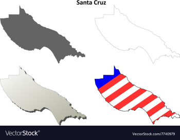 Santa Cruz County California outline map set vector image Santa Cruz County California outline map set vector image