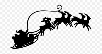 Santa Sleigh Reindeer Silhouette Png Download - Santa And Sleigh Png