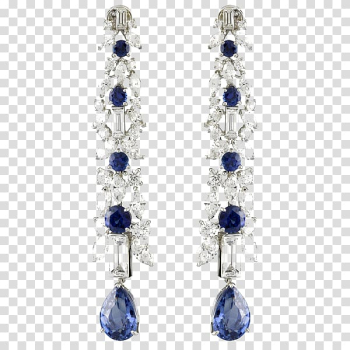 Sapphire Earring Blue Jewellery, Sapphire Flower Earrings transparent background PNG clipart