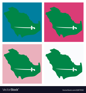 Saudi arabia map with flag vector image Saudi arabia map with flag vector image