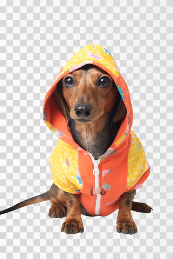 sausage dog in accessories for dog - png transparent background