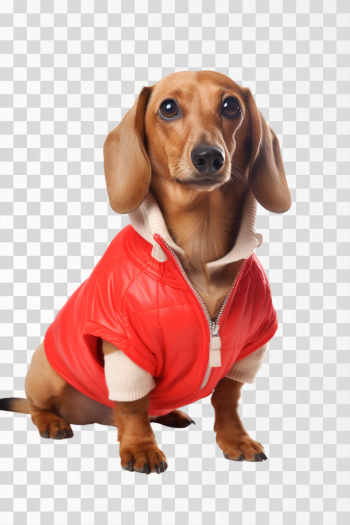 sausage dog in accessories for dog - png transparent background