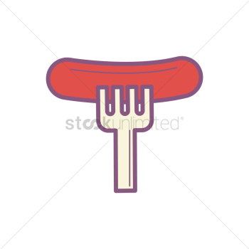 Sausage on fork Sausage on fork