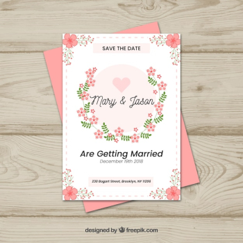 Save the date card with floral style