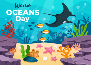 Save The Ocean World Oceans Day Design With Underwater Ocean Background, Manta, Earth, Ocean Background Image And Wallpaper for Free Download