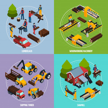 Sawmill isometric design concept Free Vector Sawmill isometric design concept Free Vector