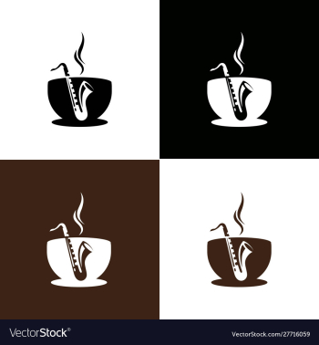 Saxophone coffee logo vector image Saxophone coffee logo vector image