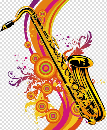 , Saxophone draw color pattern transparent background PNG clipart