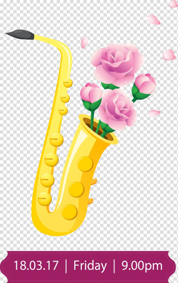 Saxophone Euclidean , hand-painted saxophone and flowers transparent background PNG clipart