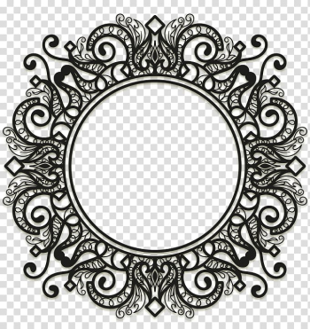 Scalloped-edge black floral frame, frame Ornament , retro palace black border transparent background PNG clipart