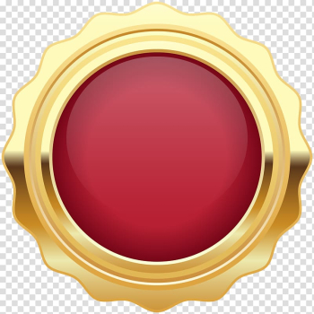 Scalloped edge round frame illustration, Art , Seal Badge Red Gold transparent background PNG clipart