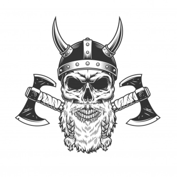 Scandinavian viking skull in horned helmet Free Vector Scandinavian viking skull in horned helmet Free Vector