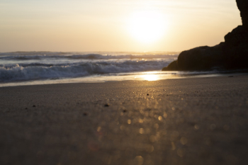 Scenic View Of Beach During Golden Hour Scenic View Of Beach During Golden Hour