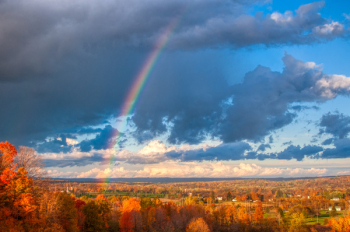 Scenic View Of Sky With Rainbow Scenic View Of Sky With Rainbow