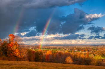 Scenic View Of Sky With Rainbow Scenic View Of Sky With Rainbow