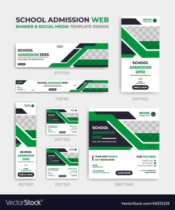 school admission social media and web banner set