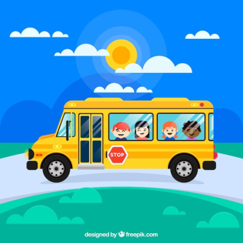 School bus and children with flat design School bus and children with flat design