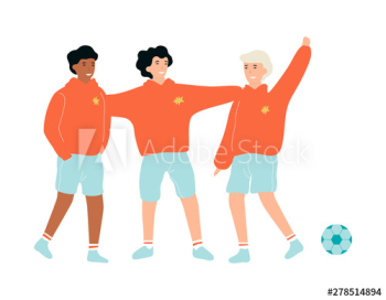 School children standing in sports uniform School children standing in sports uniform