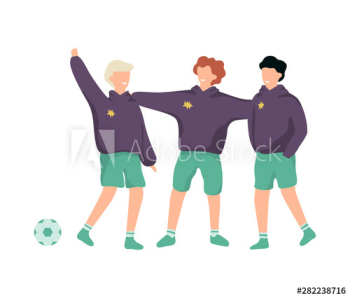 School children standing in sports uniform School children standing in sports uniform