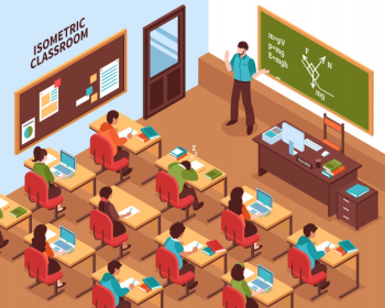 School classroom lesson isometric poster Free Vector School classroom lesson isometric poster Free Vector