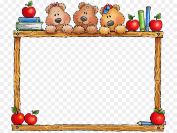 School Education Picture frame Clip art - Apple border cartoon bear 