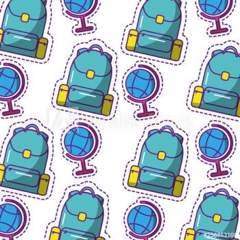 school globe and backpack equipment seamless pattern school globe and backpack equipment seamless pattern