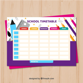 School timetable template with flat deisgn School timetable template with flat deisgn