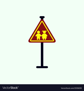 School warning road sign kids road symbol vector image School warning road sign kids road symbol vector image