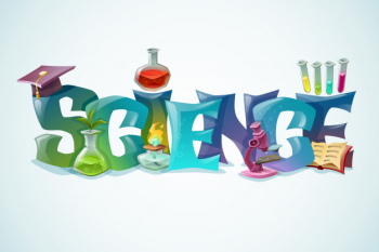 Science poster with decorative inscription Science poster with decorative inscription