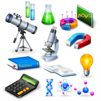 Science realistic icons set Science realistic icons set